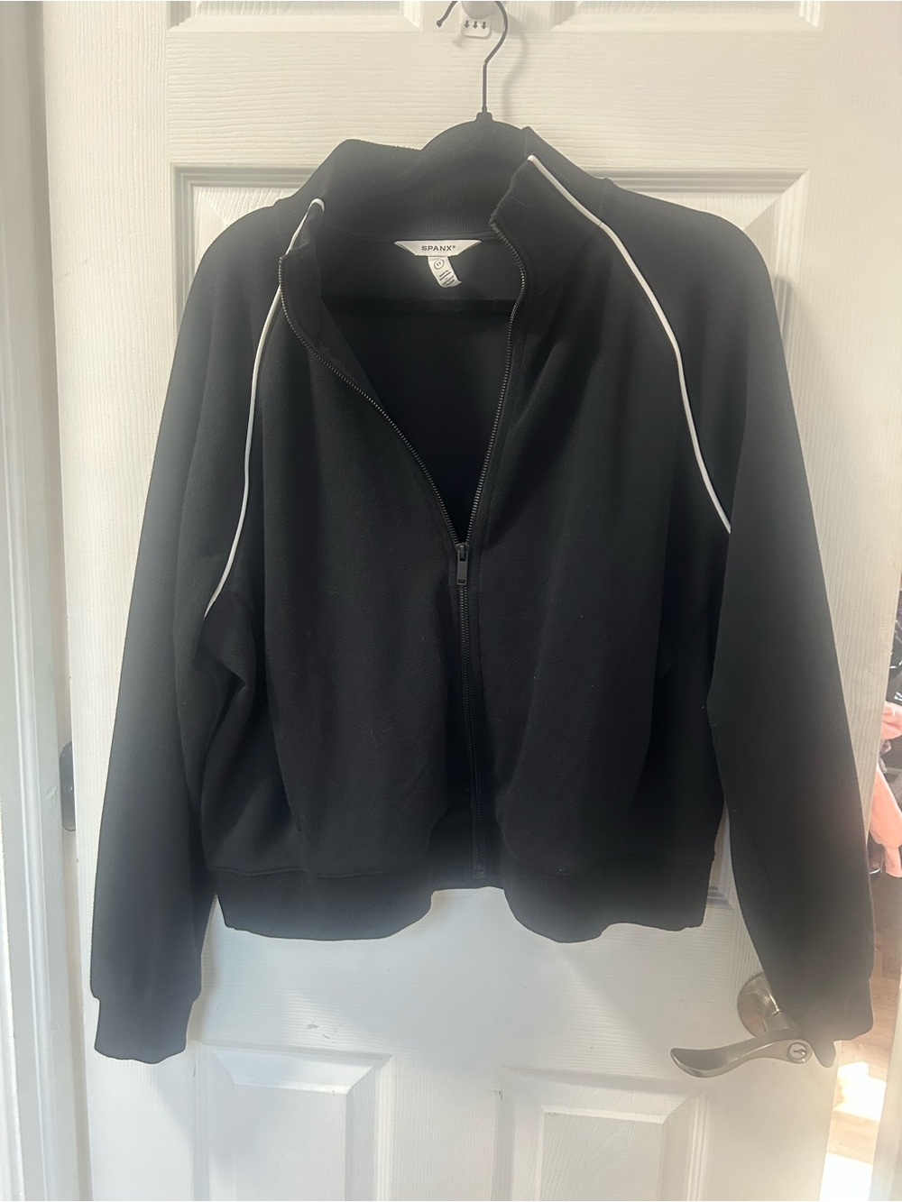 SPANX Black track  Jacket 1X